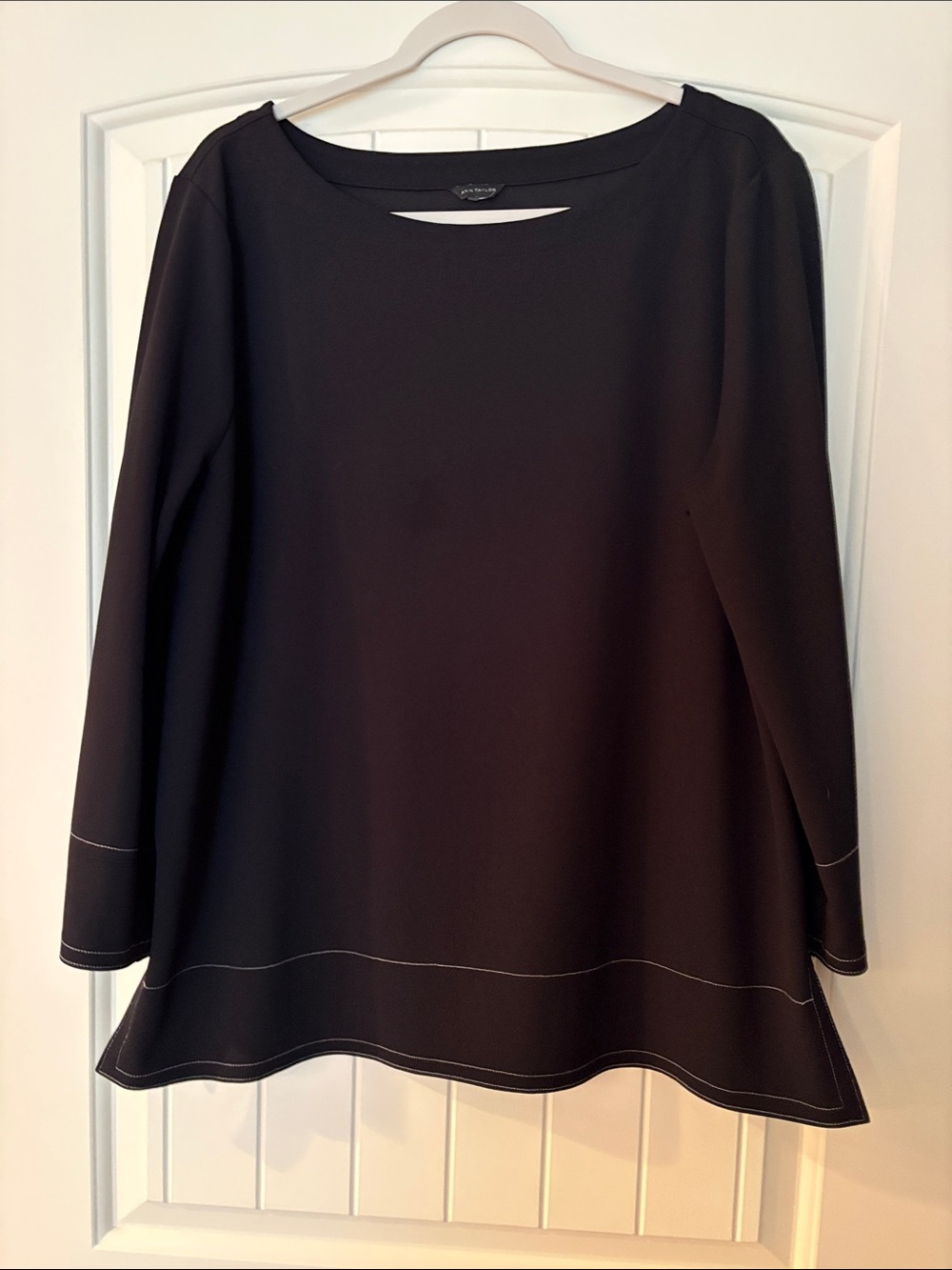 Ann Taylor Black Tunic with White Contrast Stitching